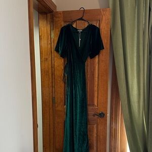 Baltic Born Deep Green Velvet Maxi Dress